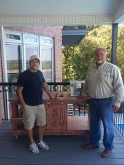 Gary Baker And John Moody with Green Egg Table