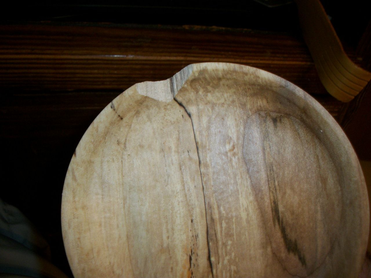 Spalted maple shallow bowl broken Spalted maple shallow bowl broken