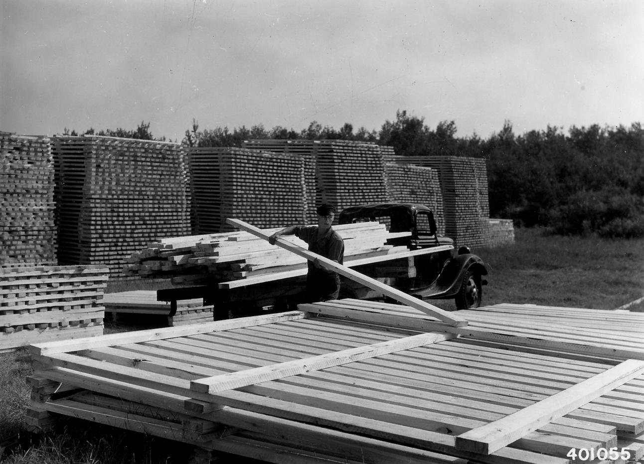 boards stacked and drying