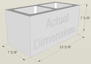 Image result for concrete block actual dimensions