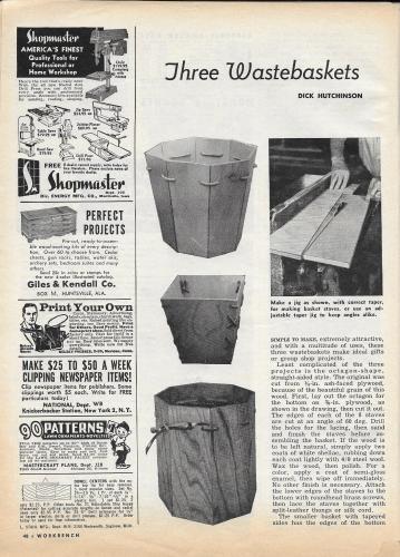 Workbench Magazine 1962 Jan-Feb Three Waste Baskets