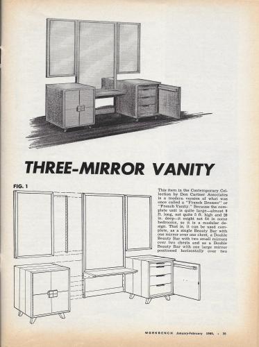 Workbench Magazine 1965 Jan-Feb Three Mirror Vanity