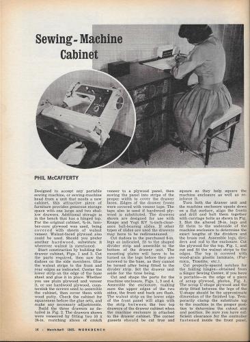Workbench Magazine Mar-Apr 1965 Sewing Machine Cabinet