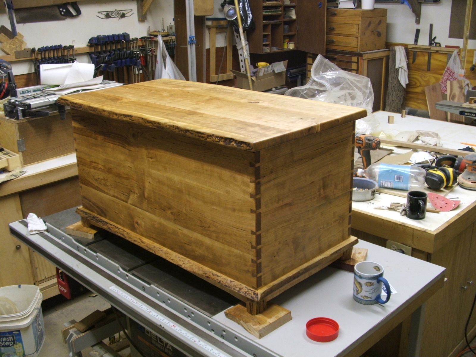 sitting bench, cherry blanket chest