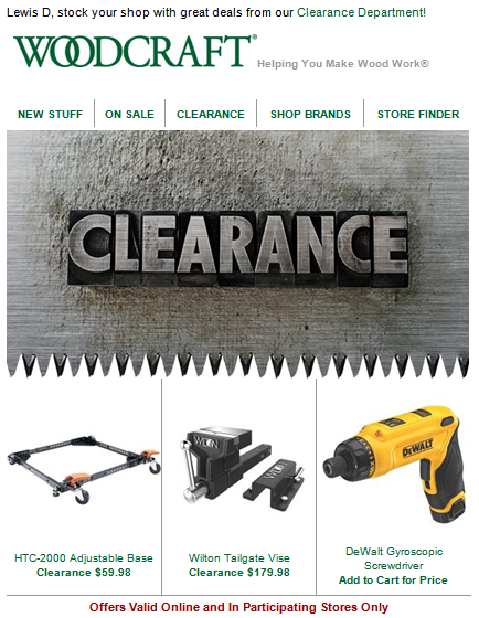 Woodcraft Clearance Sale