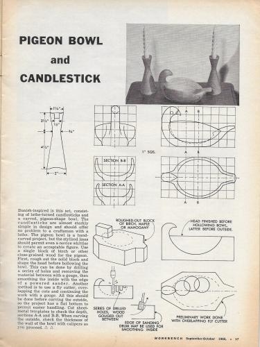 Workbench Magazine 1965 Sept-Oct Pigeon Bowl and Candle Sticks
