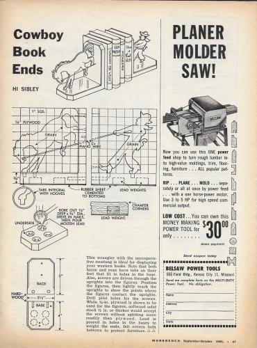 Workbench Magazine September-October 1965 Cowboy Bookends