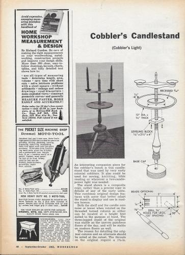 Workbench Magazine September-October 1965 Cobblers Candlestand