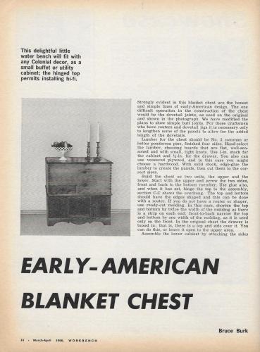 Workbench Magazine Mar-Apr 1966 Early American Blanket Chest