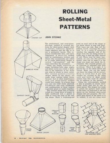 Workbench Magazine Mar-Apr 1966 Rolling Sheet Metal Patterns