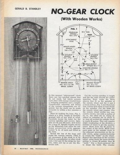 Workbench Magazine Mar-Apr 1966 No Gear Wooden Clock