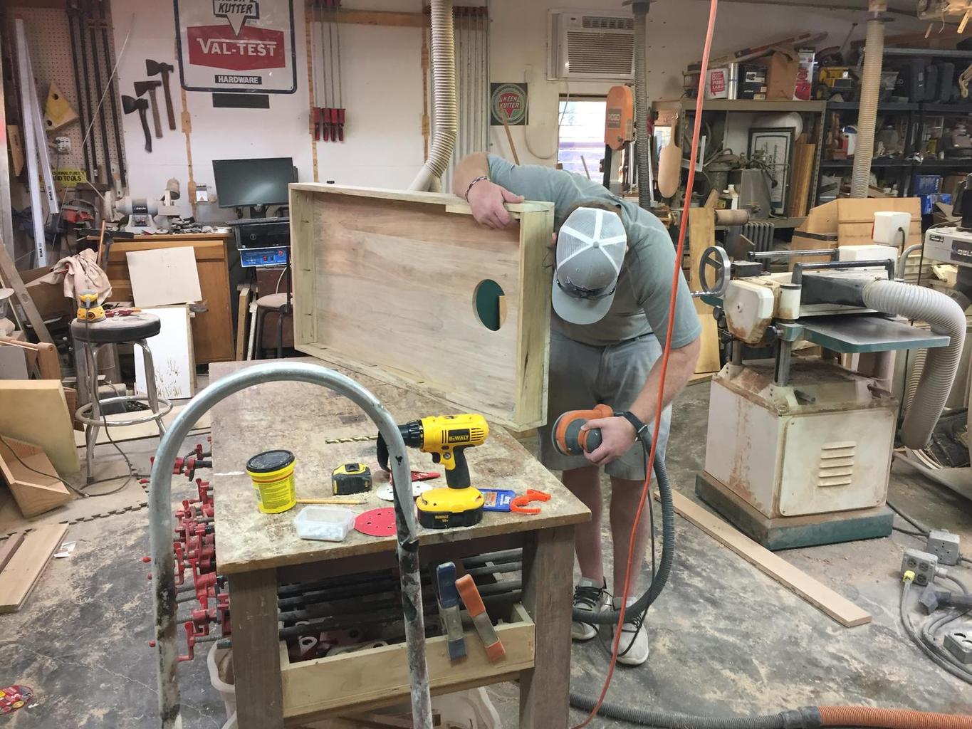 Sanding Corn Hole Board.JPG