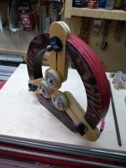 Name of this, a steady rest got the wheels installed now for the lock down on the lathe.jpg