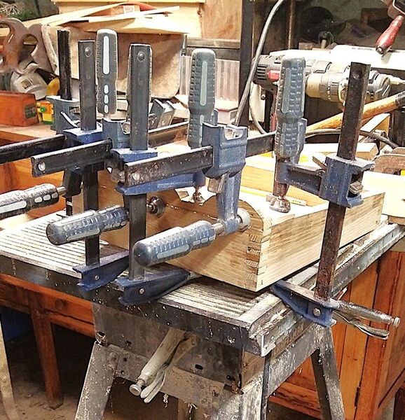 Reclaimed Boards Proj., forest of clamps  .jpg