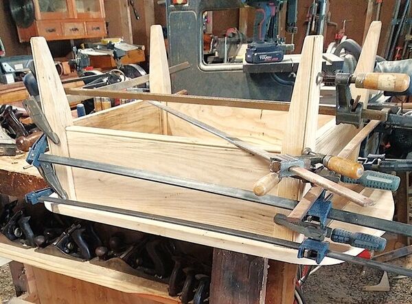 Coffee Table Proj., Glued up, 9 clamps used  .jpg