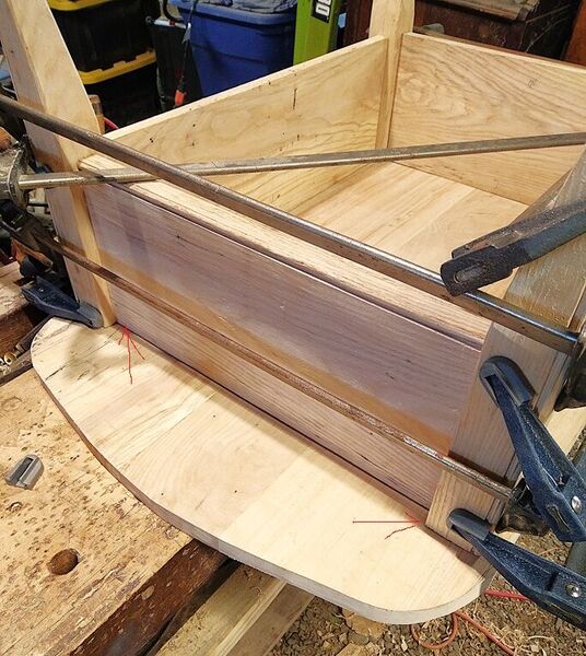 Coffee Table Proj., Glued up, hitting the layout marks  .jpg
