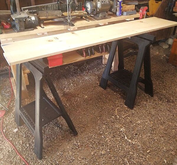 Pantry Cupboard, sawhorses, nice height  .jpg